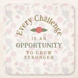 Porta-copo De Papel Quadrado "Grow Stronger" Affirmation
