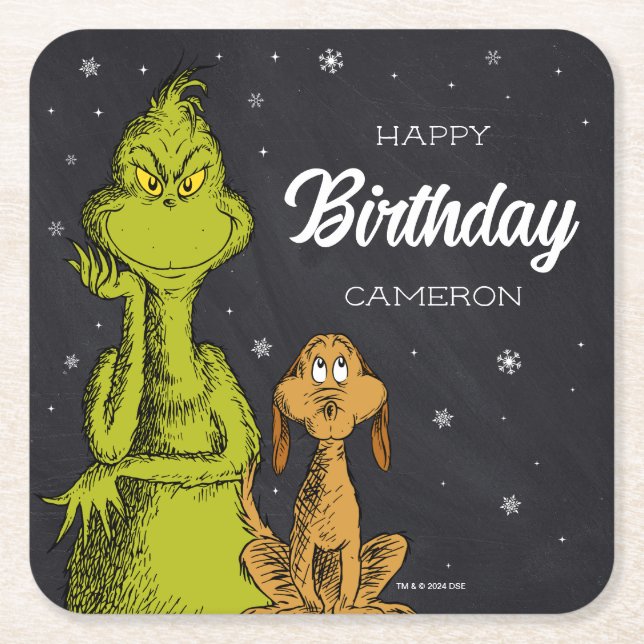 Porta-copo De Papel Quadrado Grpolegadas Chalkboard Birthday (Frente)