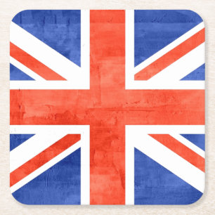 Porta-copo De Papel Quadrado Grunge Reino Unido Flag