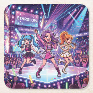Porta-copo De Papel Quadrado Grupo de garotas de JPop de desenho animado