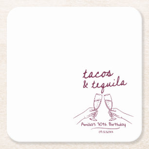 Porta-copo De Papel Quadrado Guardanapos de aniversário personalizados com Taco