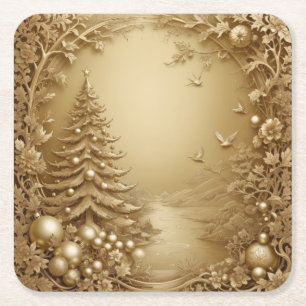 Porta-copo De Papel Quadrado Guardanapos de Natal Todos em Ouro Luxuosos