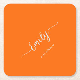 Porta-copo De Papel Quadrado guião elegante neon laranja