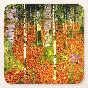 Porta-copo De Papel Quadrado Gustav Klimt Birch Trees