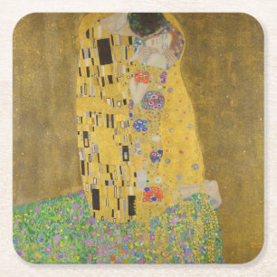 Porta-copo De Papel Quadrado Gustav Klimt O Beijo