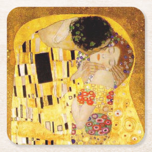 Porta-copo De Papel Quadrado Gustav Klimt O Beijo