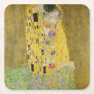 Porta-copo De Papel Quadrado Gustav Klimt - O Beijo