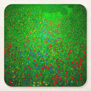 Porta-copo De Papel Quadrado Gustav Klimt Poppy Field