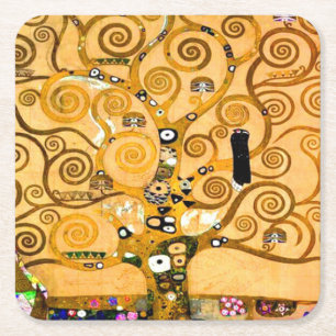 Porta-copo De Papel Quadrado Gustav Klimt Tree of Life