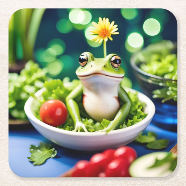 Porta-copo De Papel Quadrado Há Um Sapo Na Minha Salada (Frente)