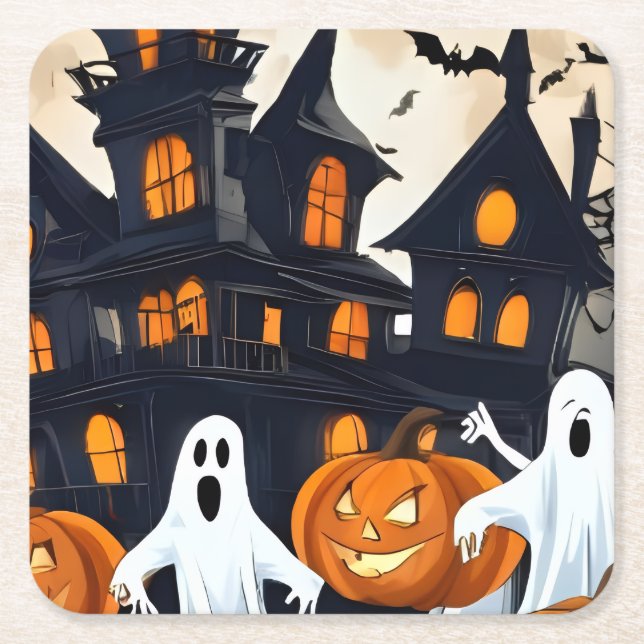 Porta-copo De Papel Quadrado Halloween (Frente)