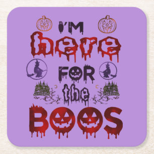 Porta-copo De Papel Quadrado Halloween Aqui para os Boos
