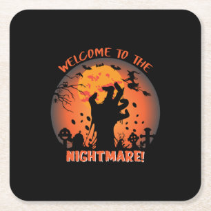 Porta-copo De Papel Quadrado Halloween Bem-Vindo Ao Pesadelo