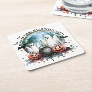 Porta-copo De Papel Quadrado HALLOWEEN Doce ou Travessura Dois Fantasmas Com Ab