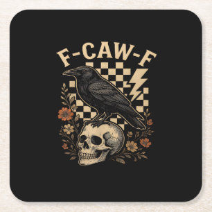 Porta-copo De Papel Quadrado Halloween F-Caw-F Corvo Ave F-Caw-F Corvo Xadrez