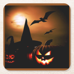 Porta-copo De Papel Quadrado Halloween - Jack-O-Lanternas 7