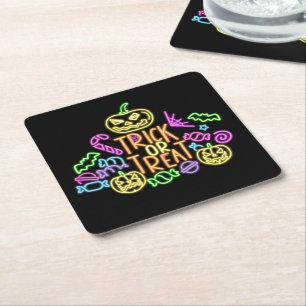 Porta-copo De Papel Quadrado Halloween Neon Olha Trick Tret Candy Party