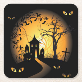 Porta-copo De Papel Quadrado Halloween - Olhos Assombrantes Vendo você