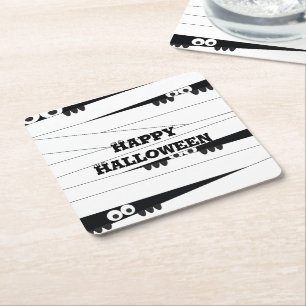 Porta-copo De Papel Quadrado Halloween Peeking Mummy