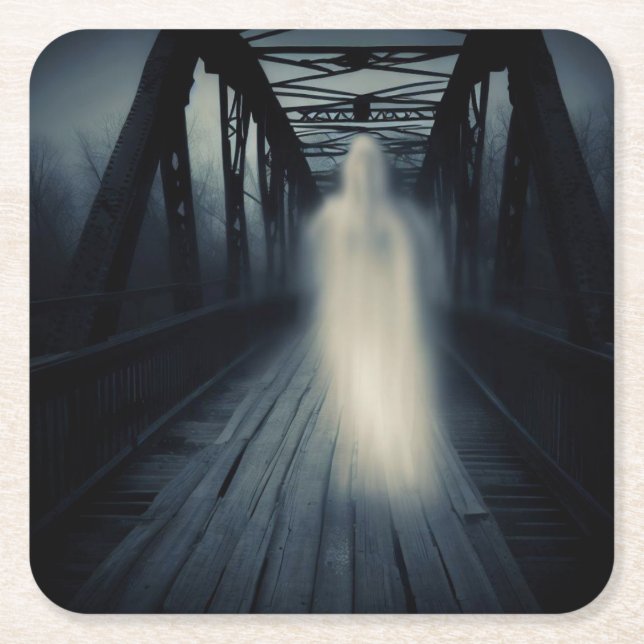 Porta-copo De Papel Quadrado Halloween - Ponte Assombrada 3 (Frente)