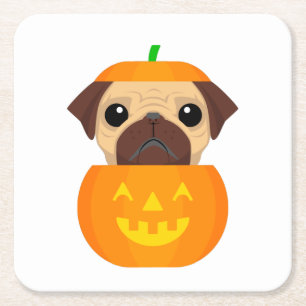 Porta-copo De Papel Quadrado Halloween Pugkin