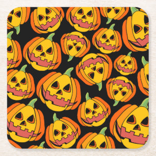 Porta-copo De Papel Quadrado Halloween Pumpkin: Símbolo de outono de Vintage