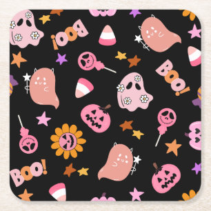 Porta-copo De Papel Quadrado Halloween Rosa