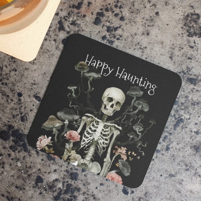 Porta-copo De Papel Quadrado Halloween Skeleton Haunted Forest Black (Criador carregado)