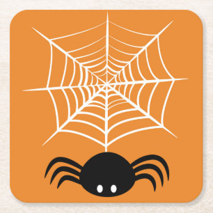 Porta-copo De Papel Quadrado Halloween Spider Web