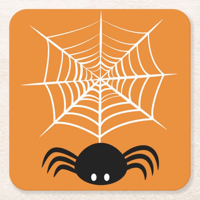 Porta-copo De Papel Quadrado Halloween Spider Web (Frente)