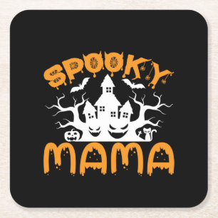 Porta-copo De Papel Quadrado Halloween Spooky Mama Birthday