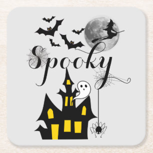 Porta-copo De Papel Quadrado Halloween Spooky Spider morcego bruxa assombrada