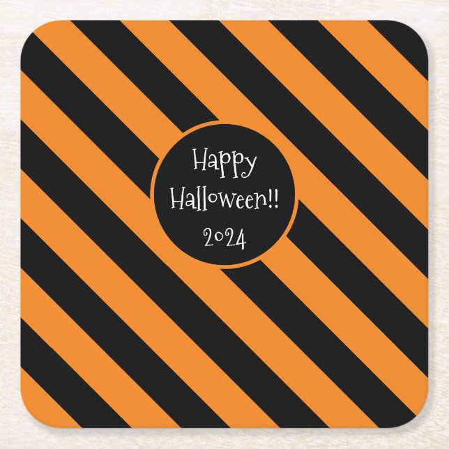 Porta-copo De Papel Quadrado Halloween Stripes (Frente)