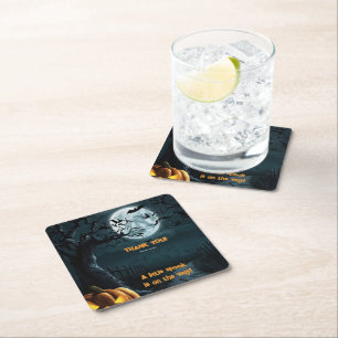 Porta-copo De Papel Quadrado Halloween Um Pequeno Chá de fraldas De Pumpkin Spo