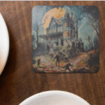 Porta-copo De Papel Quadrado Halloween Vintage assombrada Casa Zombie<br><div class="desc">Este design pode ser personalizado escolhendo a opção Editar Design. Você também pode transferir para outros itens. Entre em contato comigo em colorflowcreations@gmail.com ou use a opção de bate-papo no topo da página se você quiser ter este design em outro produto ou precisar de assistência com este design. Veja mais...</div>