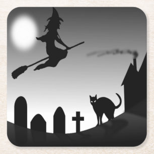 PORTA-COPO DE PAPEL QUADRADO HALLOWEEN WITCH SILHOUETTE