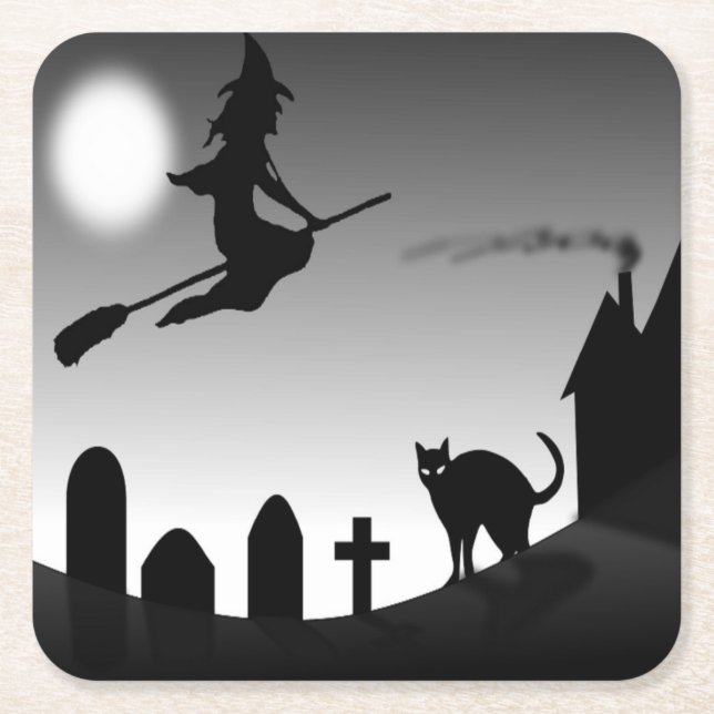 PORTA-COPO DE PAPEL QUADRADO HALLOWEEN WITCH SILHOUETTE (Frente)