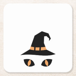 Porta-copo De Papel Quadrado Halloween witchy cat