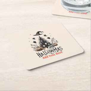 Porta-copo De Papel Quadrado Hallowmas Halloween Mashup de Natal