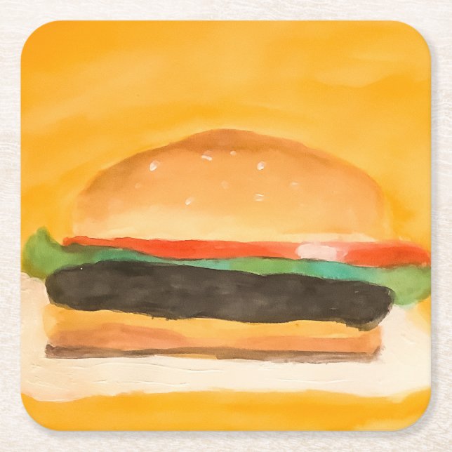 Porta-copo De Papel Quadrado Hamburger (Frente)