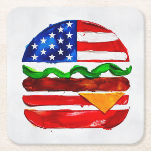 Porta-copo De Papel Quadrado Hamburger América (Pintura Branca Nº 1)