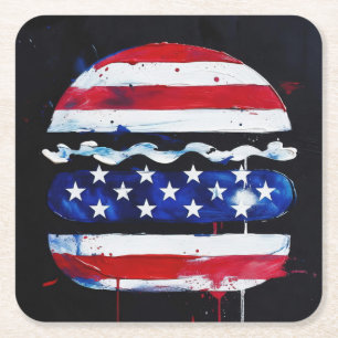 Porta-copo De Papel Quadrado Hamburger América (Pintura Preta Nº 3)