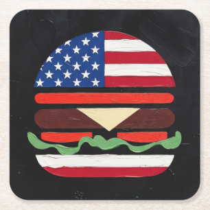 Porta-copo De Papel Quadrado Hamburger América (Pintura Preta Nº 4)