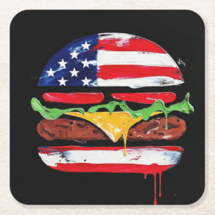 Porta-copo De Papel Quadrado Hamburger América (Pintura Preta Nº 6)