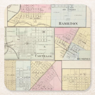 Porta-copo De Papel Quadrado Hamilton, Carthage, Bushnell, Lincoln e LaHarpe