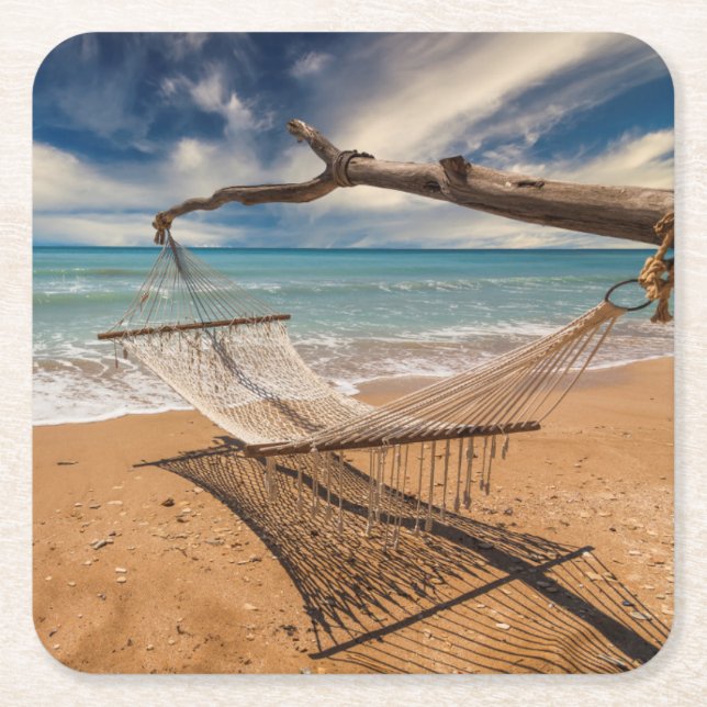 Porta-copo De Papel Quadrado Hammock na costa (Frente)