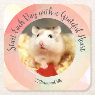 Porta-copo De Papel Quadrado HammyVille - Hamster Bonito Começa Todos Os Dias G