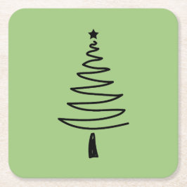 Porta-copo De Papel Quadrado Hand Drawn christmas tree