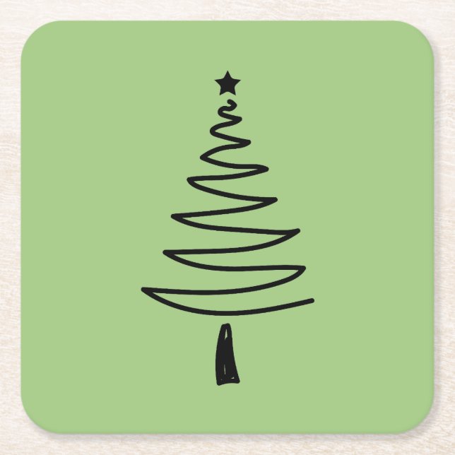 Porta-copo De Papel Quadrado Hand Drawn christmas tree (Frente)