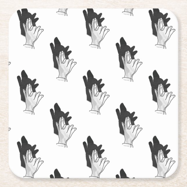 Porta-copo De Papel Quadrado Hand Silhouette Wolf (Frente)
